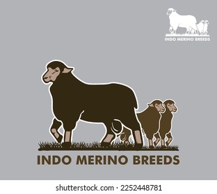 MERINO SHEEP BREEDS LOGO, silhoette of great got standing vector illustrations