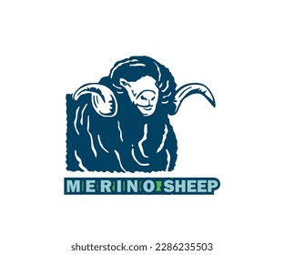 MERINO SHEEP HEAD LOGO. SILHOUETTE OF great sheep face vector illustrations