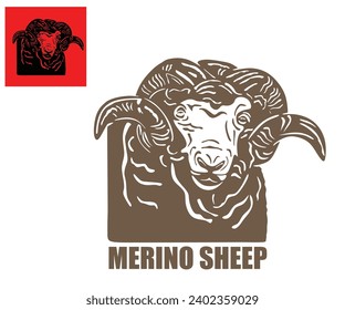 MERINO SHEEP HEAD LOGO, silhouette of wool maker ram face vector illustrations