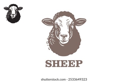 logotipo da cabeça de carneiro merino, silhueta de grandes ilustrações do vetor da face do carneiro