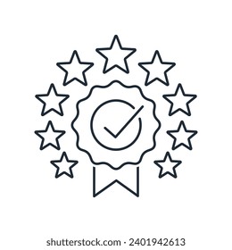 Merit. Achievements and award.Vector linear icon illustration isolated on white background.
