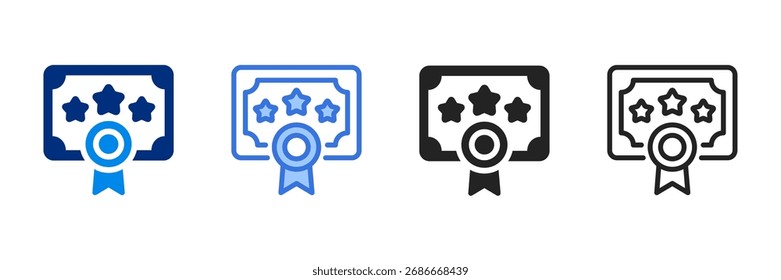 Merit Card Icon Set Multiple Style Vector Illustration