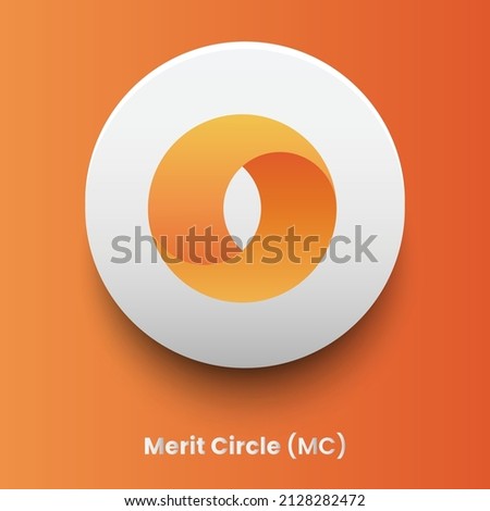 Merit Circle (MC) Crypto currency logo and symbol icons vector template. Can be used as stickers, badges, buttons and emblems for virtual digital money technology concept