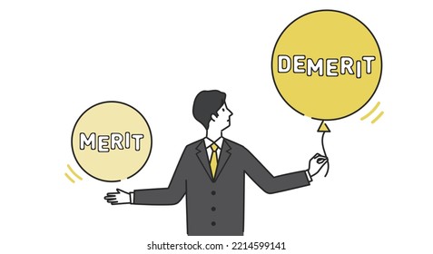 Merit and Demerit image series,Businessman thinking,Flat illustration,Vector
