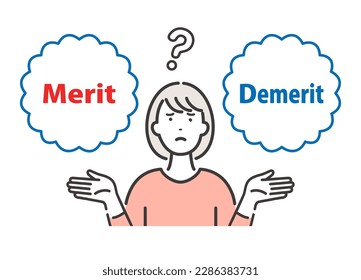 Merit, Demerit: A young woman who is troubled by weighing the advantages and disadvantages.