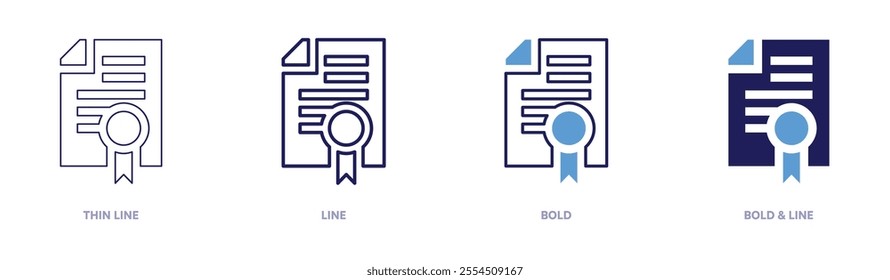 Merit icon in 4 different styles. Thin Line, Line, Bold, and Bold Line. Duotone style. Editable stroke.