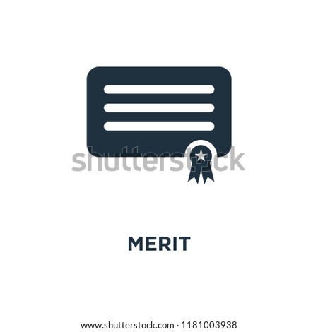 Merit icon. Black filled vector illustration. Merit symbol on white background. Can be used in web and mobile.