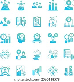 Meritocracy 25 icon bundle in gradient fill style