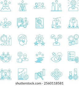 Meritocracy 25 icon bundle in gradient style