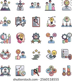 Meritocracy 25 icon bundle in lineal color style