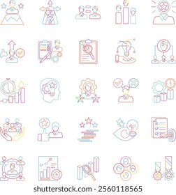 Meritocracy 25 icon bundle in playful line style