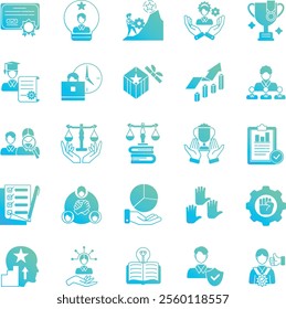 Meritocracy 25 icon set in gradient fill style