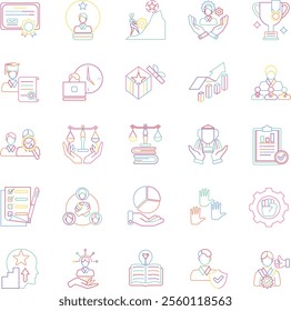 Meritocracy 25 icon set in playful line style