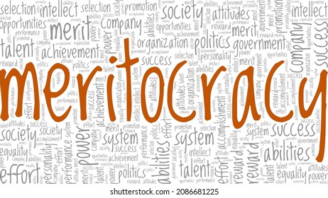 Meritocracy vector illustration word cloud isolated on white background.