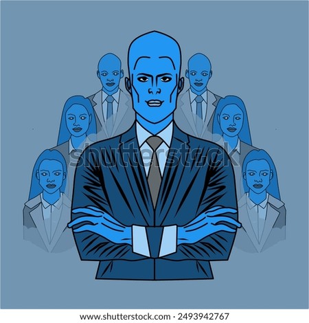 meritorious man against the background of men and women in suits