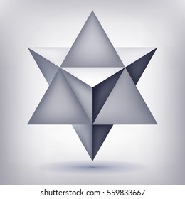 Merkaba, cristal 3d, forma geometría, estrella de volumen, versión de malla, objeto vector abstracto