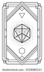 Merkabah sacred geometry art deco style illustration. Tarot deck design. Elegant luxury spiritual vector art.