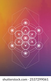 Merkabah ilustração vetorial de geometria sagrada. Elementos de energia esotéricos em design futurista relacionados com tarô, alquimia e astrologia
