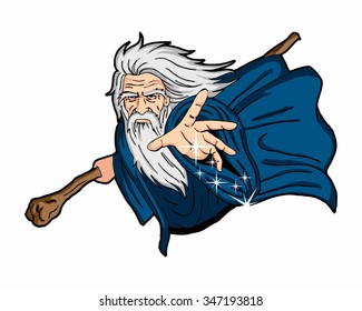 merlin magic wizzard character illustration logo icon vector