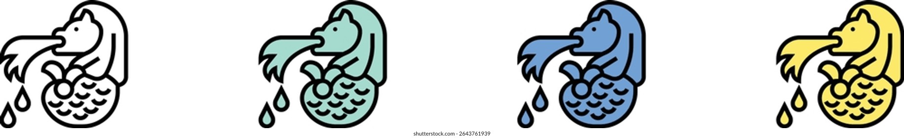 merlion icon. Outline, Green, Blue and Yellow Style Design Isolated On White Background