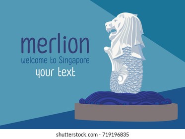 Merlion One Of Landmark Singapore, Vector Design