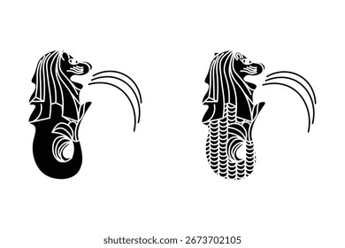 Conjunto de Merlion. Ilustrações de arte vetorial.