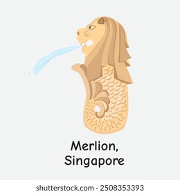 Merlion Singapore Vector Iconic Landmark Illustration Design