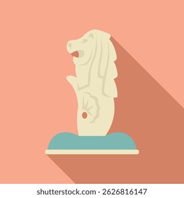 Merlion statue standing on a blue platform representing singapore and its unique culture
