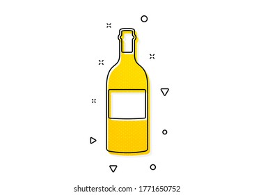 Merlot or Cabernet Sauvignon sign. Wine bottle icon. Yellow circles pattern. Classic wine bottle icon. Geometric elements. Vector