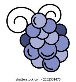 Icono de uva de remate. Contorno de color de icono del vector de uva de merma aislado en blanco