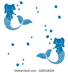 Mermaid. Abstract illustration. Dachshund happy dog illustration. Dachshund dog - isolated vector illustration. Dachshund dog breed. Dachshund set. Baby mermaid. Animal print. For fabric or wallpaper.