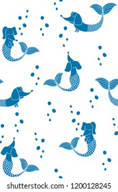 Mermaid. Abstract illustration. Dachshund happy dog illustration. Dachshund dog - isolated vector illustration. Dachshund dog breed. Dachshund set. Baby mermaid. Animal print. For fabric or wallpaper.