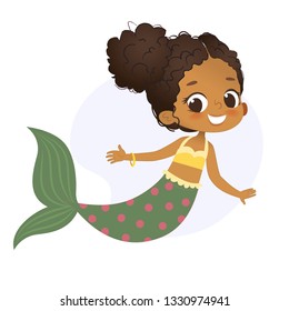 Mermaid Afro Character Mythical Girl Little Nymph