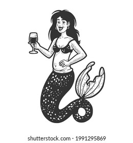 mermaid alcoholic and glass