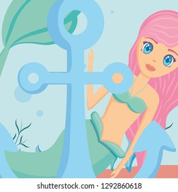mermaid and anchor design