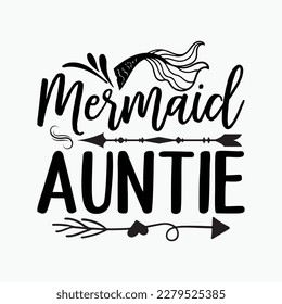 Mermaid Auntie Funny Aunt Women Family Matching Birthday
