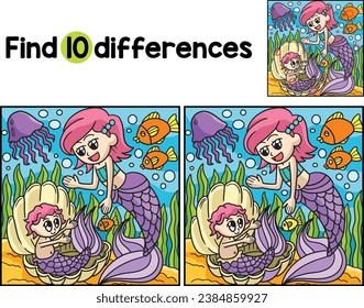 Mermaid With A Baby Find The Differences