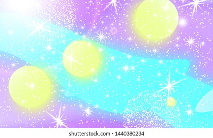 Mermaid background. Holographic sky. Fairy tale background. Unicorn pattern. Fantasy galaxy print.