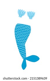 traje de baño de sirena. Ilustración de dibujos animados de vector plano, clipart.