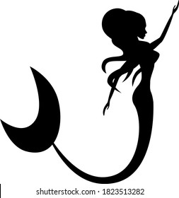 Mermaid beautiful girl isolated icon. Vector artistic illustration.