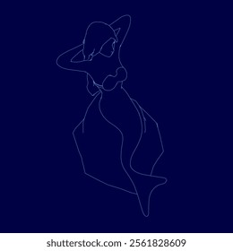 Mermaid blue contour. Vector illustration