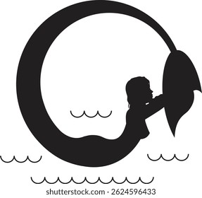 mermaid book logo art design
