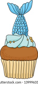 Mermaid cake for candy bar in vector.