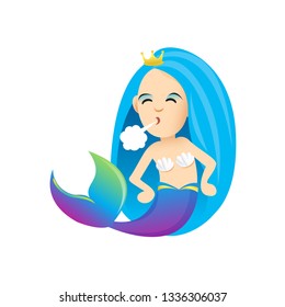 mermaid cartoon character cute isolated on white background, beautiful mermaid cartoon characters cute, clip art mermaid blue lovely and funny, clipart mermaid mascot cartoon purple blue