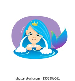 mermaid cartoon character cute isolated on white background, beautiful mermaid cartoon characters cute, clip art mermaid blue lovely and funny, clipart mermaid mascot cartoon purple blue