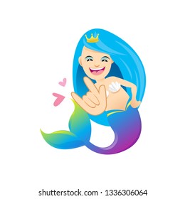 mermaid cartoon character cute isolated on white background, beautiful mermaid cartoon characters cute, clip art mermaid blue lovely and funny, clipart mermaid mascot cartoon purple blue