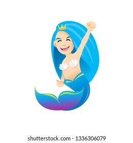 mermaid cartoon character cute isolated on white background, beautiful mermaid cartoon characters cute, clip art mermaid blue lovely and funny, clipart mermaid mascot cartoon purple blue