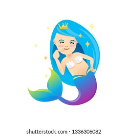 mermaid cartoon character cute isolated on white background, beautiful mermaid cartoon characters cute, clip art mermaid blue lovely and funny, clipart mermaid mascot cartoon purple blue