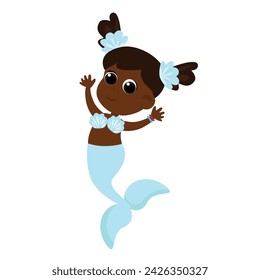 Mermaid in cartoon style isolated on white background. 