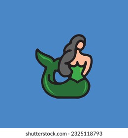 Mermaid character logo icon vector